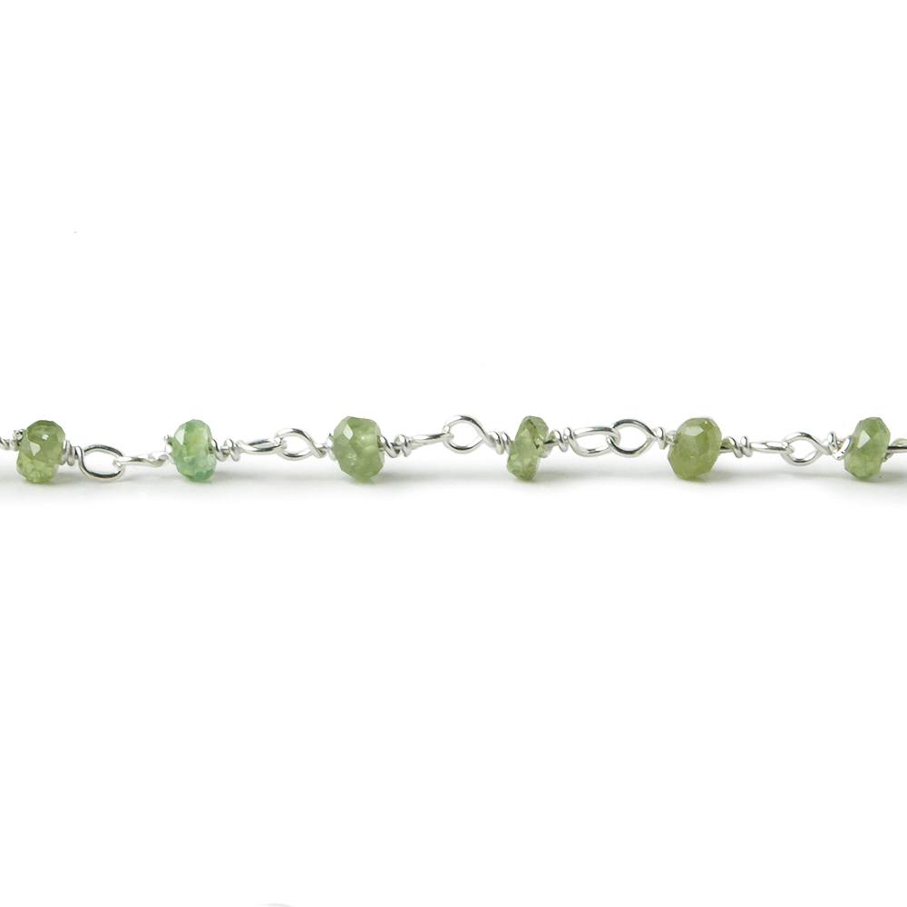 2-3mm Tsavorite Garnet Faceted Rondelle with Sterling Silver Chain by foot 43 pieces - Beadsofcambay.com