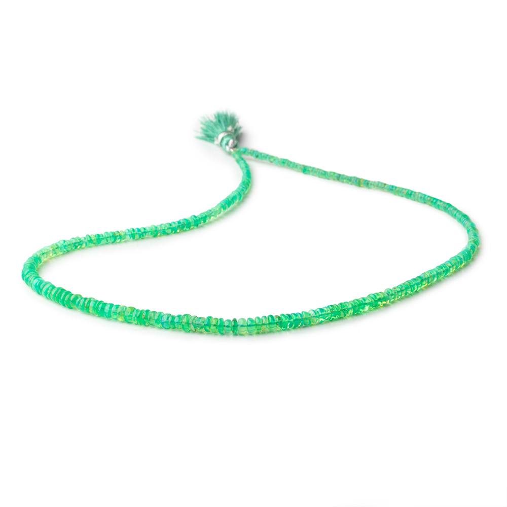 2-4.5mm Lime Green Ethiopian Opal Plain Rondelle Beads 17 inch 245 pieces - Beadsofcambay.com