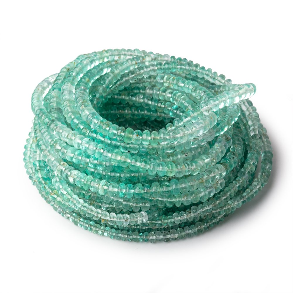 2-4mm Emerald Plain Rondelle Beads 17.75 inch 230 pieces AAA - Beadsofcambay.com