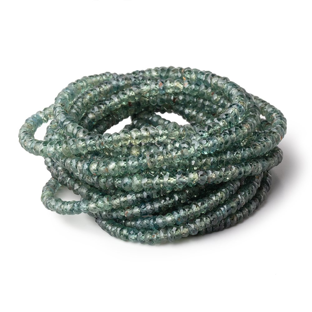 2-4mm Green Sapphire Faceted Rondelle Beads 16 inch 227 pieces - Beadsofcambay.com