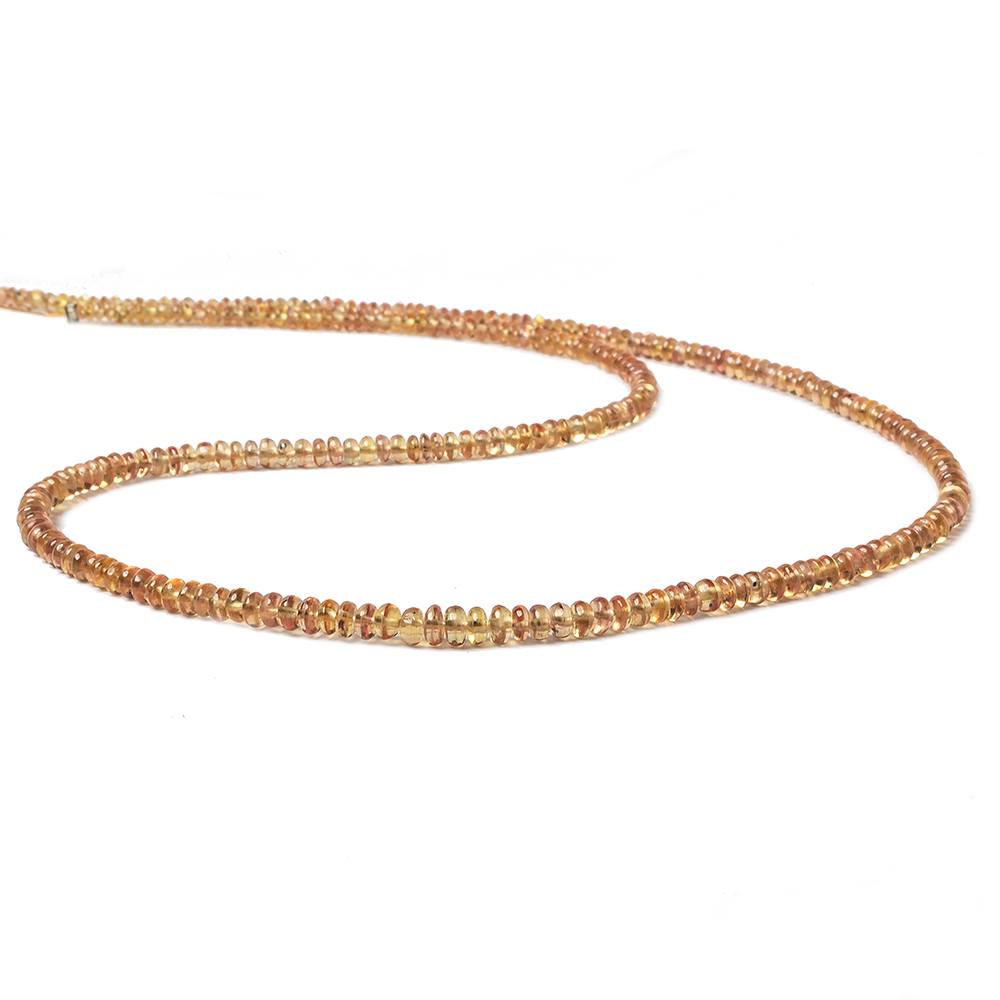 2-4mm Orange Yellow Fancy Sapphire plain rondelles 19 inch 302 beads AA - Beadsofcambay.com