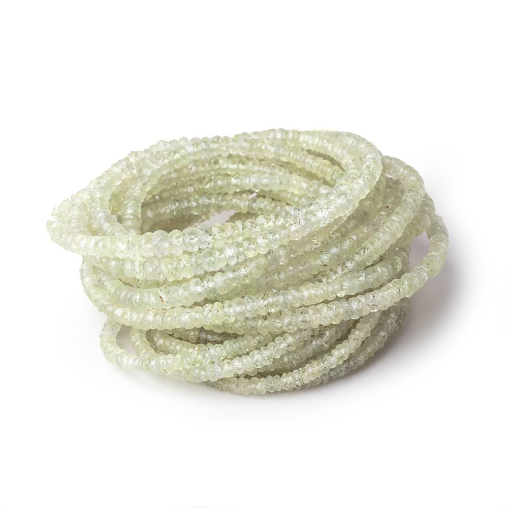 2-4mm Pale Green Sapphire Faceted Rondelle Beads 16 inch 225 pieces - Beadsofcambay.com