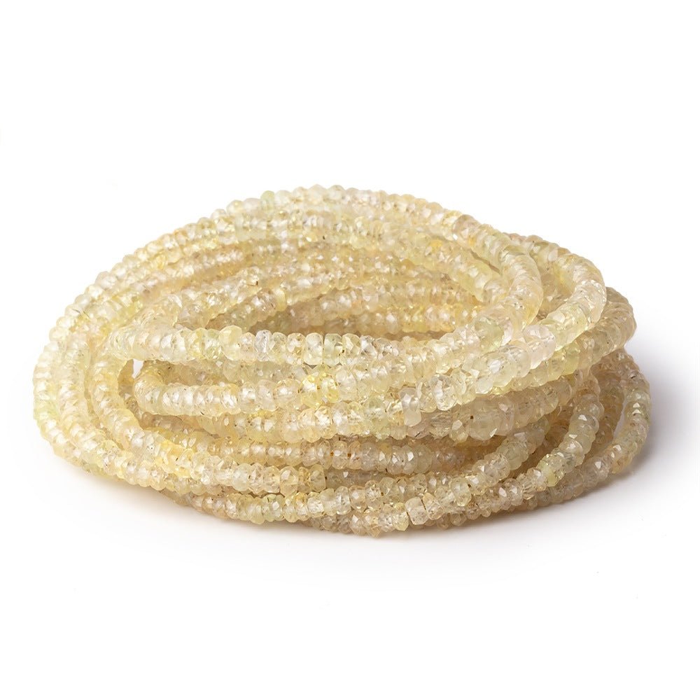 2-4mm Pale Yellow Sapphire Faceted Rondelle Beads 16 inch 227 pieces - Beadsofcambay.com