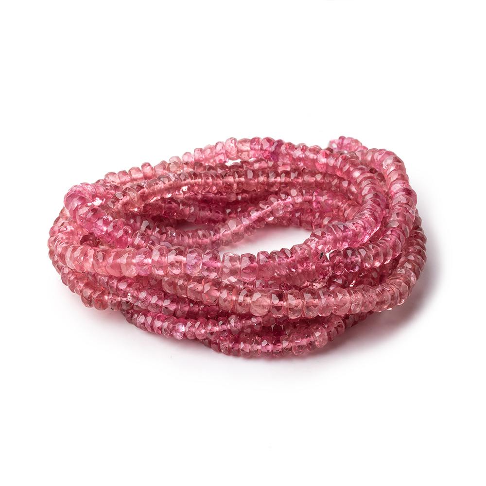 2-4mm Pink Tourmaline Faceted Rondelle Beads 16 inch 230 pieces AA - Beadsofcambay.com
