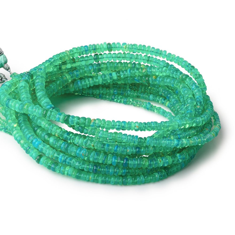 2-5mm Kelly Green Ethiopian Opal Plain Rondelle Beads 18 inch 300 pieces - Beadsofcambay.com