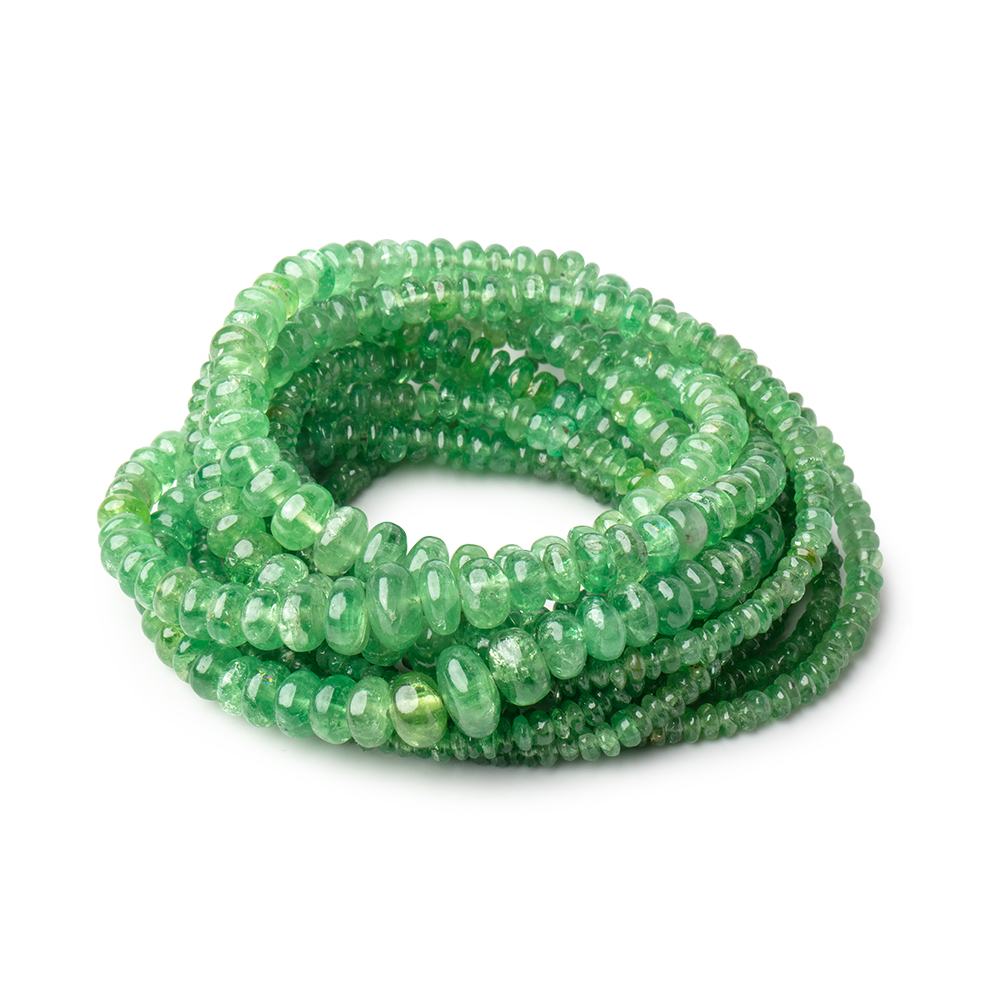 2-6.5mm Tsavorite Garnet Plain Rondelle Beads 18.5 inch 260 pieces - Beadsofcambay.com