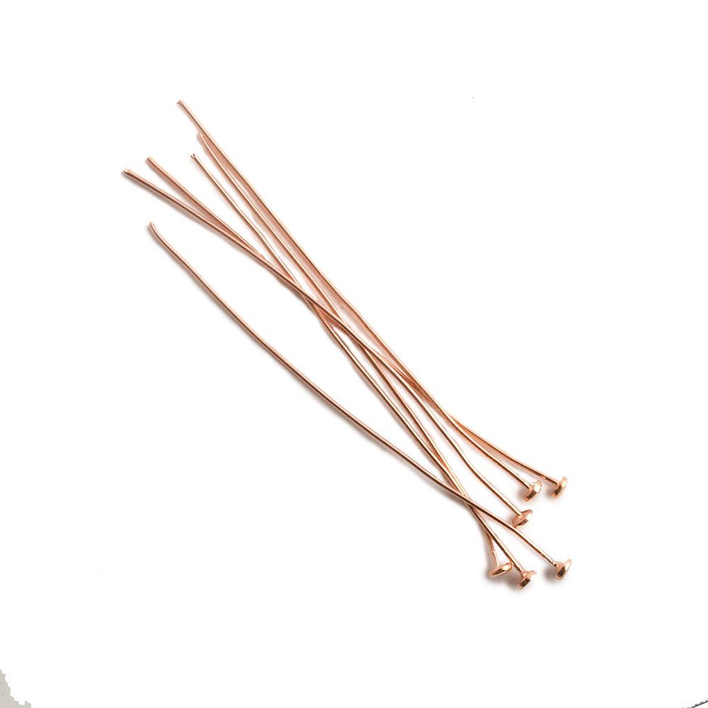2" length Copper Headpin with flat circular head, 24 Gauge 20 pcs per bag - Beadsofcambay.com