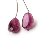 20-21mm Rubelite Tourmaline Plain Nugget Focal Beads Set of 2 AA - Beadsofcambay.com