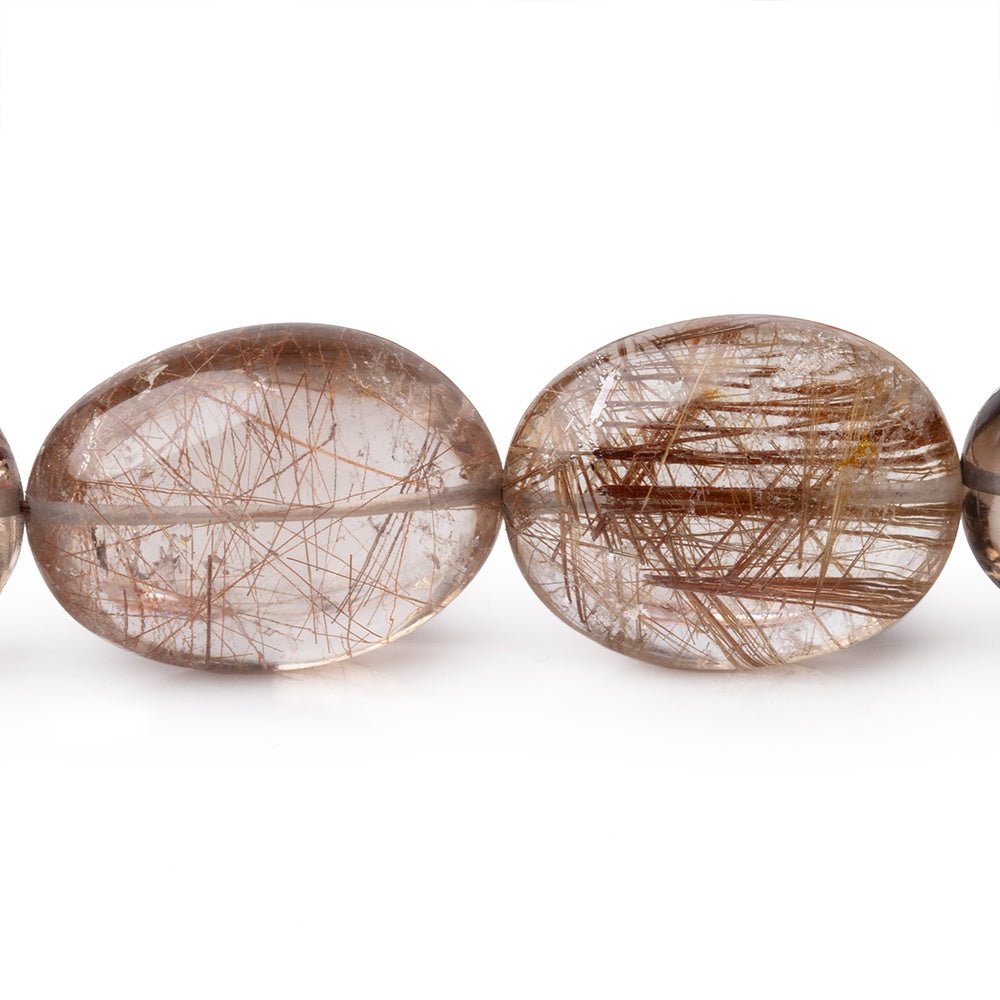 20-22mm Smoky Rutilated Quartz Plain Nugget Beads 16 inch 19 pieces AAA - Beadsofcambay.com