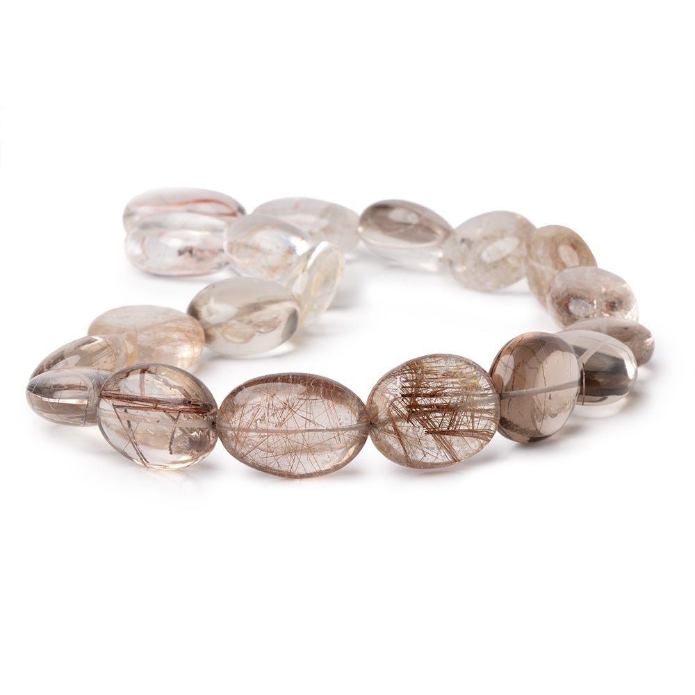 20-22mm Smoky Rutilated Quartz Plain Nugget Beads 16 inch 19 pieces AAA - Beadsofcambay.com