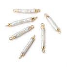 20-23mm Gold Leafed White Biwa Freshwater Pearl Connector 1 piece - Beadsofcambay.com