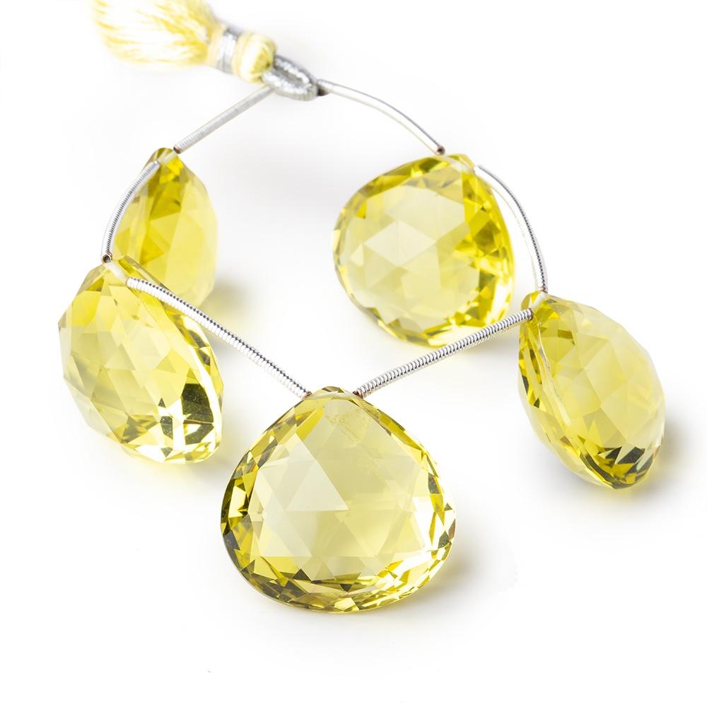 20-23mm Lemon Quartz Faceted Heart Beads 5 inch 5 pieces AAA - Beadsofcambay.com