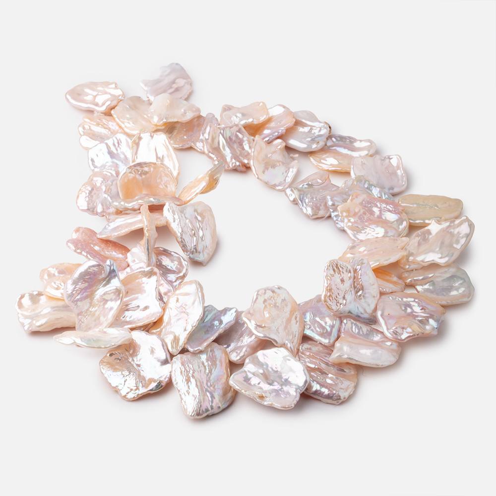 20-25mm Peach Top Drill Ultra Keshi Freshwater Pearls 15 inch 50 Beads AAA - Beadsofcambay.com