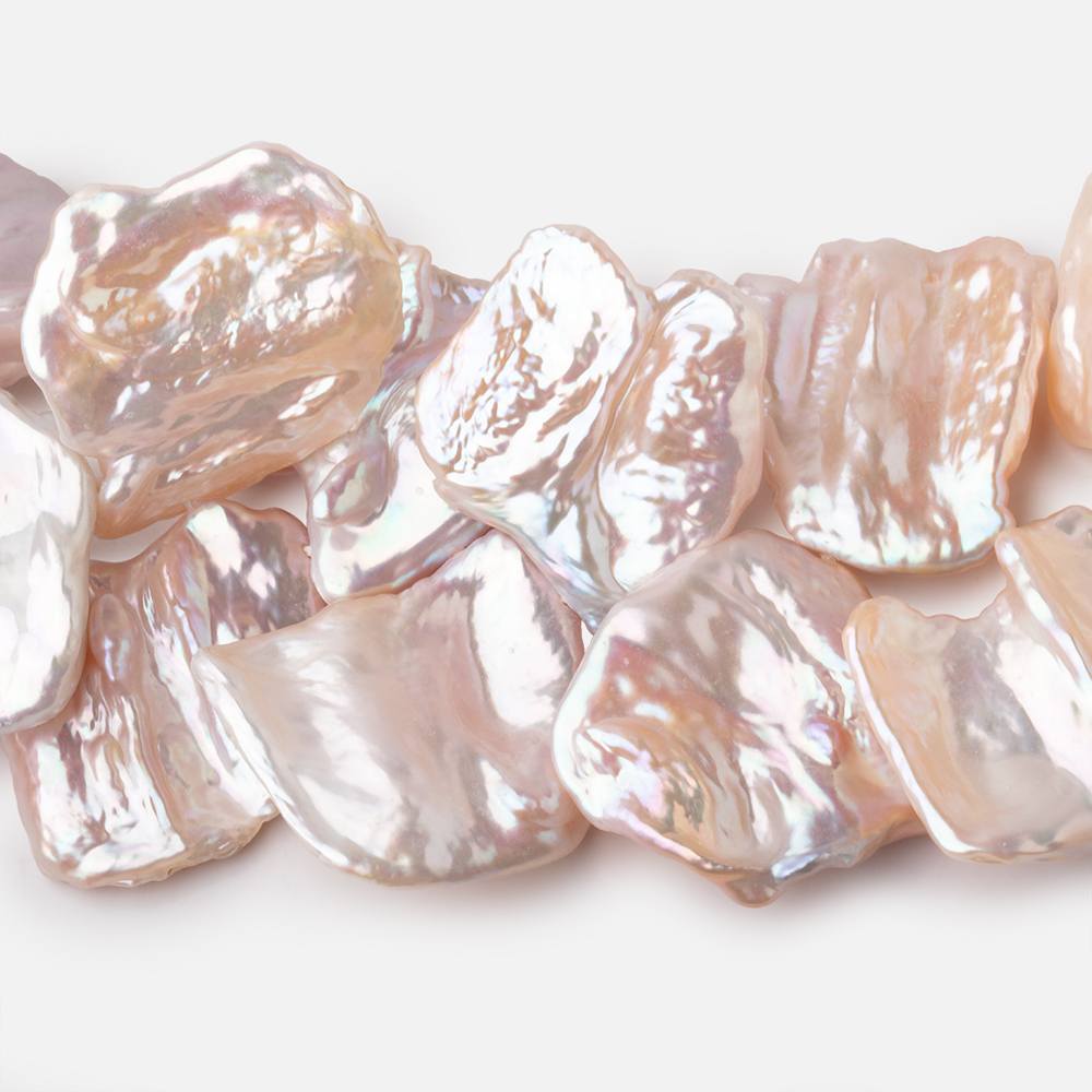 20-25mm Peach Top Drill Ultra Keshi Freshwater Pearls 15 inch 50 Beads AAA - Beadsofcambay.com