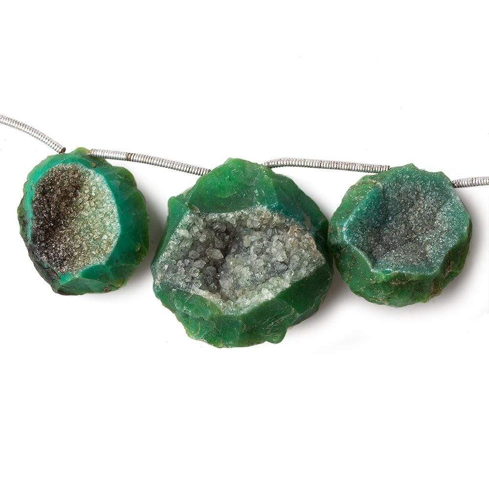 20-27mm Emerald Green Hammer Faceted Drusy Coin Beads 7 pieces - Beadsofcambay.com
