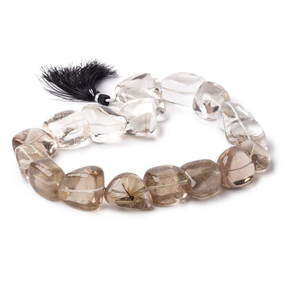 20-27mm Rutilated Quartz plain nugget beads 16 inch 18 pieces AA - Beadsofcambay.com