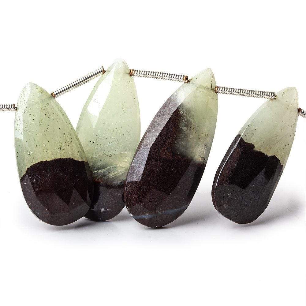 20-29mm Prehnite And Iron Ore Matrix Faceted Pears 8.25 inch 14 pieces - Beadsofcambay.com