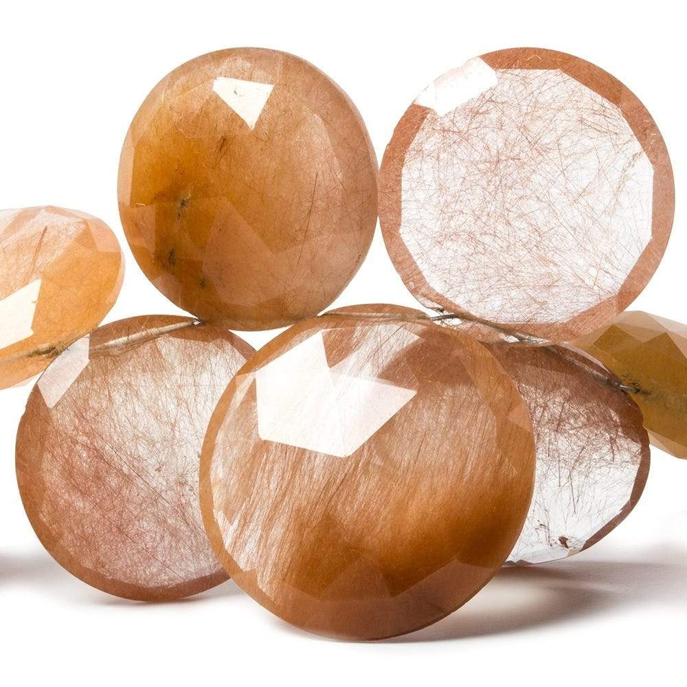 20-29mm Rutilated Quartz Top Drill Coin 6.5 inch 15 pieces - Beadsofcambay.com
