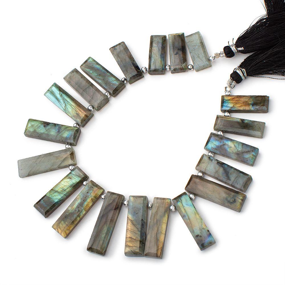 20-30mm Labradorite Bevel Faceted Rectangle Beads 8.5 inch 19 pieces - Beadsofcambay.com