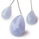 20-35mm Turkish Chalcedony Faceted Pear Focal Beads Set of 3 pieces - Beadsofcambay.com