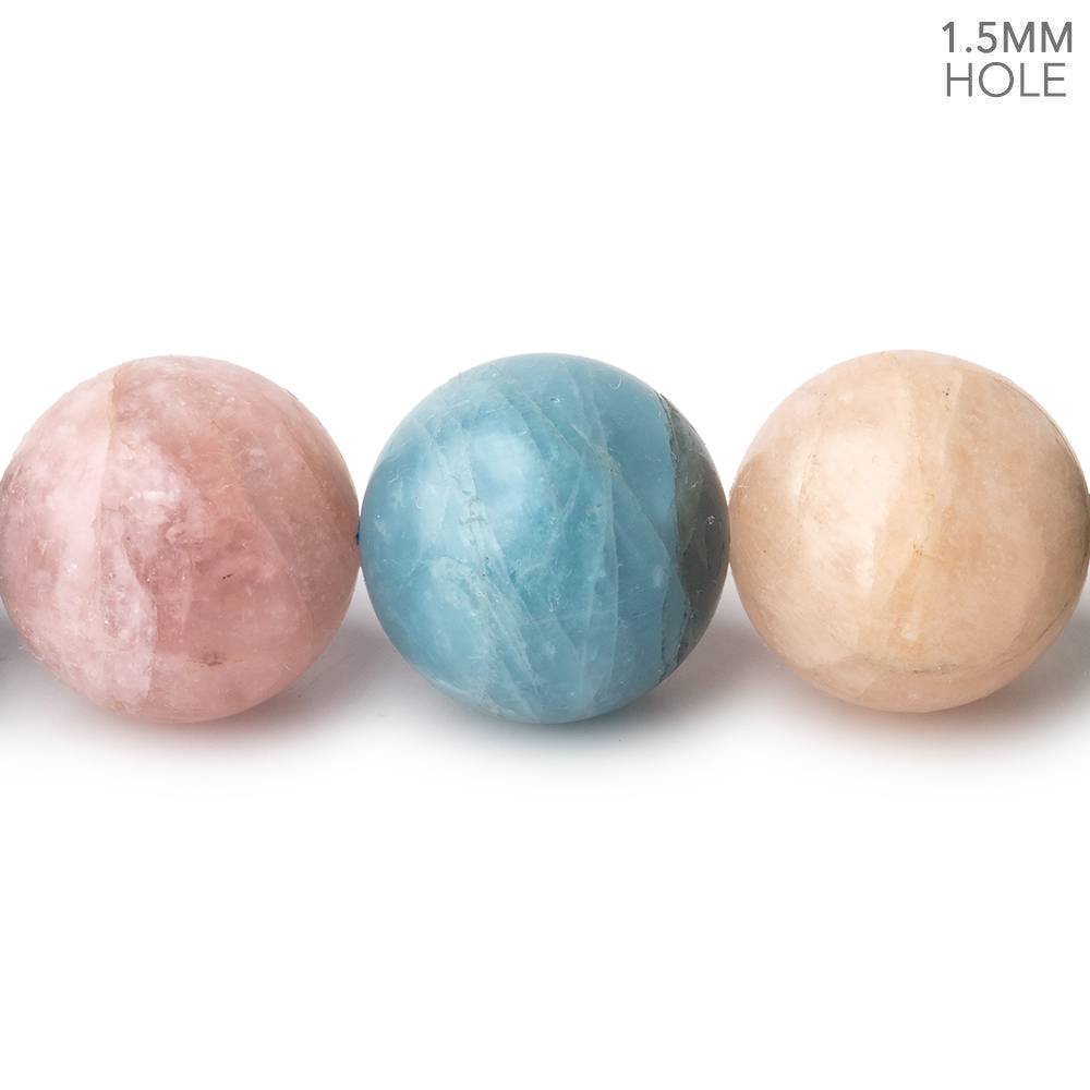 Beadsofcambay 16mm Matte Multi Beryl plain round beads 16 inch 24 large hole beads A View 2