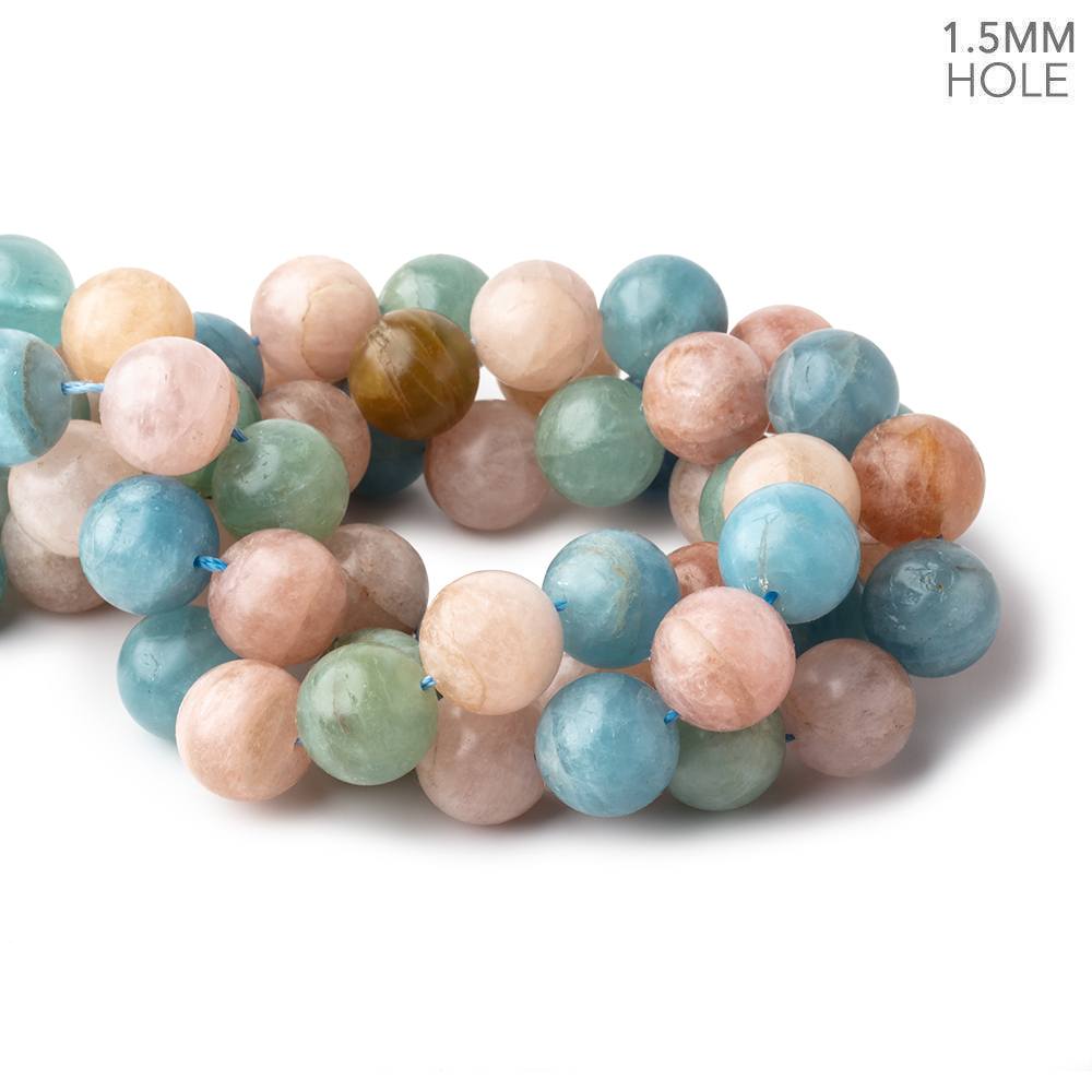 Beadsofcambay 16mm Matte Multi Beryl plain round beads 16 inch 24 large hole beads A