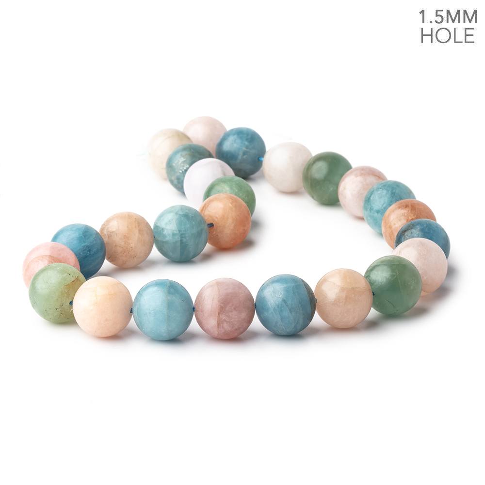 Beadsofcambay 16mm Matte Multi Beryl plain round beads 16 inch 24 large hole beads A View 1