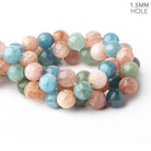 14mm Matte Multi Beryl plain round beads 16 inch 29 large hole beads A view 1