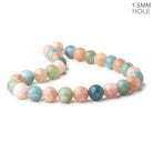 14mm Matte Multi Beryl plain round beads 16 inch 29 large hole beads A view 2