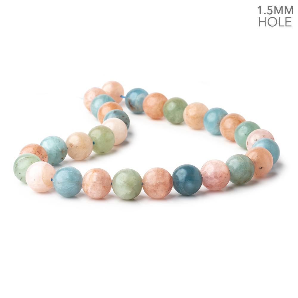 14mm Matte Multi Beryl plain round beads 16 inch 29 large hole beads A view 2