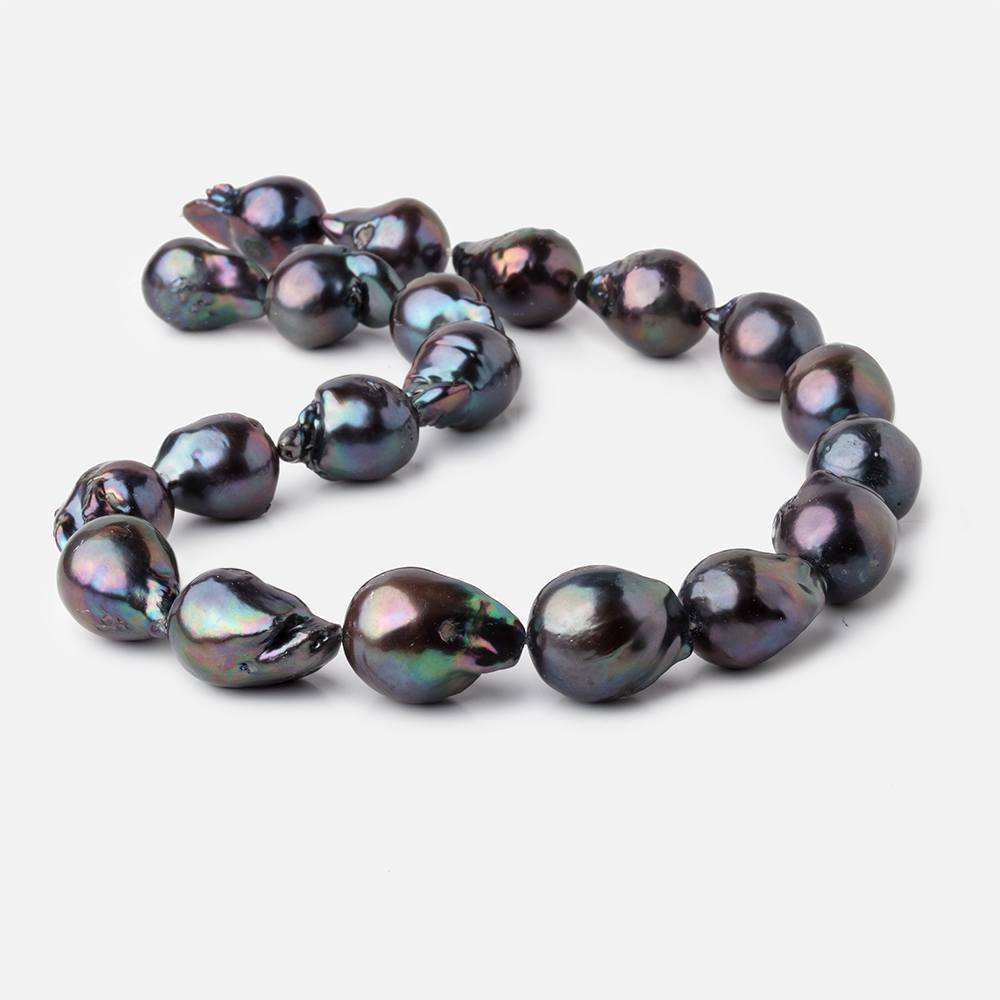 13-16mm Iridescent Peacock Ultra Baroque Freshwater Pearls 16.5 inch 20 pieces AA - BeadsofCambay.com