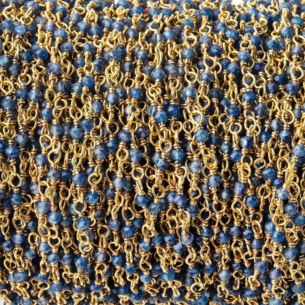 2mm Iolite micro faceted rondelle Vermeil Chain by the foot 46 beads AAA - BeadsofCambay.com