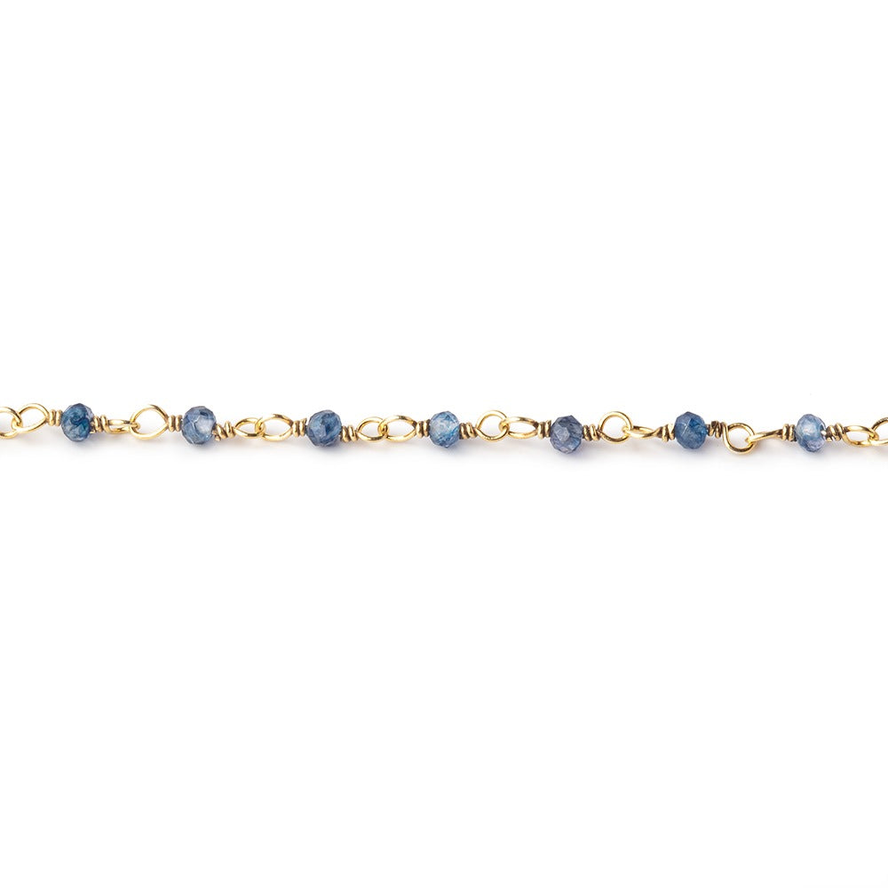 2mm Iolite micro faceted rondelle Vermeil Chain by the foot 46 beads AAA - BeadsofCambay.com