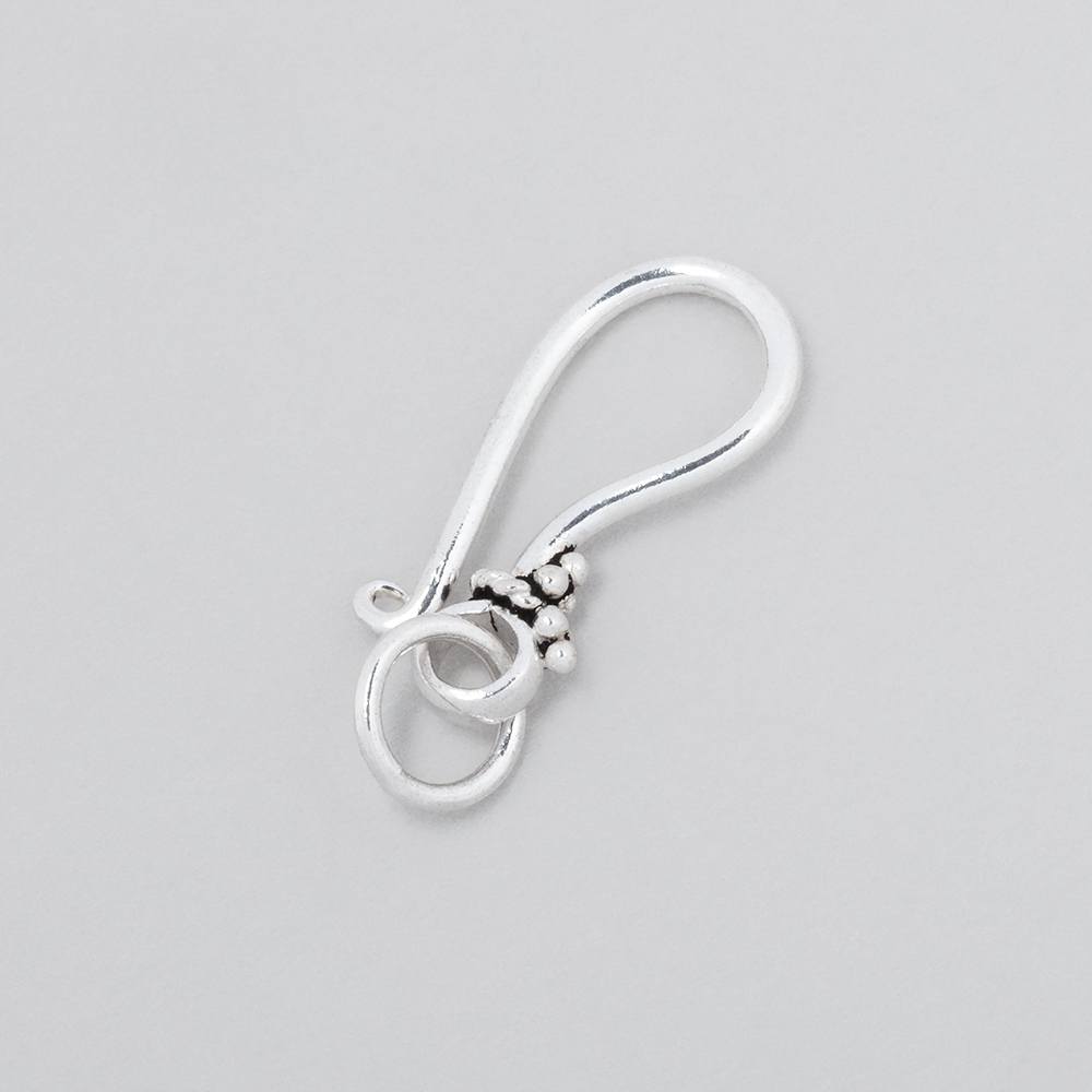 20.5mm Antiqued Sterling Silver Sheperd Hook Miligrain Design 1 finding - Beadsofcambay.com