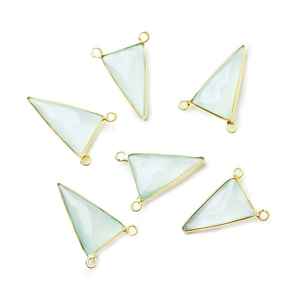 20.5x12mm Vermeil Bezel Sea Green Chalcedony Triangle Connector 1 piece - Beadsofcambay.com