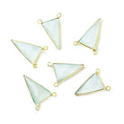 20.5x12mm Vermeil Bezel Sea Green Chalcedony Triangle Connector 1 piece - Beadsofcambay.com