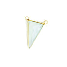 20.5x12mm Vermeil Bezel Sea Green Chalcedony Triangle Connector 1 piece - Beadsofcambay.com