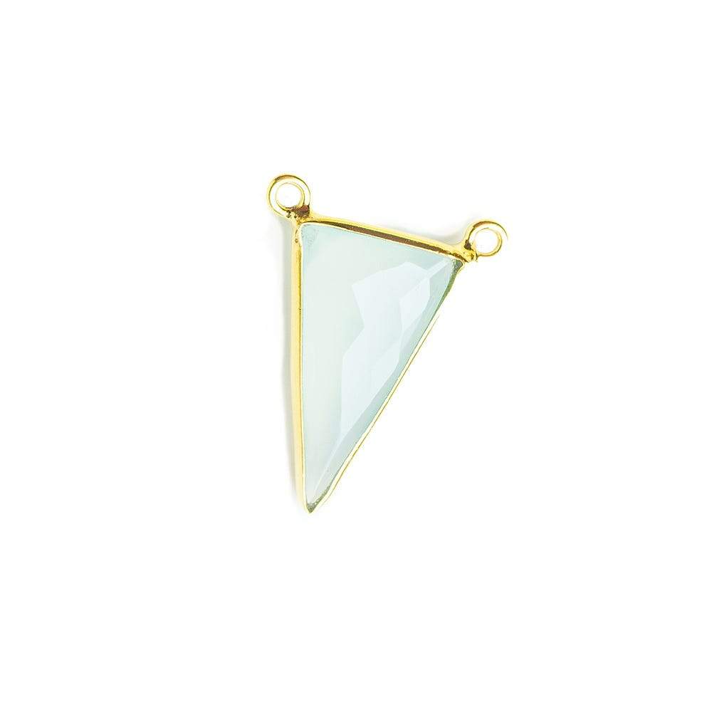 20.5x12mm Vermeil Bezel Sea Green Chalcedony Triangle Connector 1 piece - Beadsofcambay.com