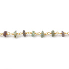 3.5mm Multi Color Sapphire chips Vermeil Chain by the foot 45 beads A - BeadsofCambay.com