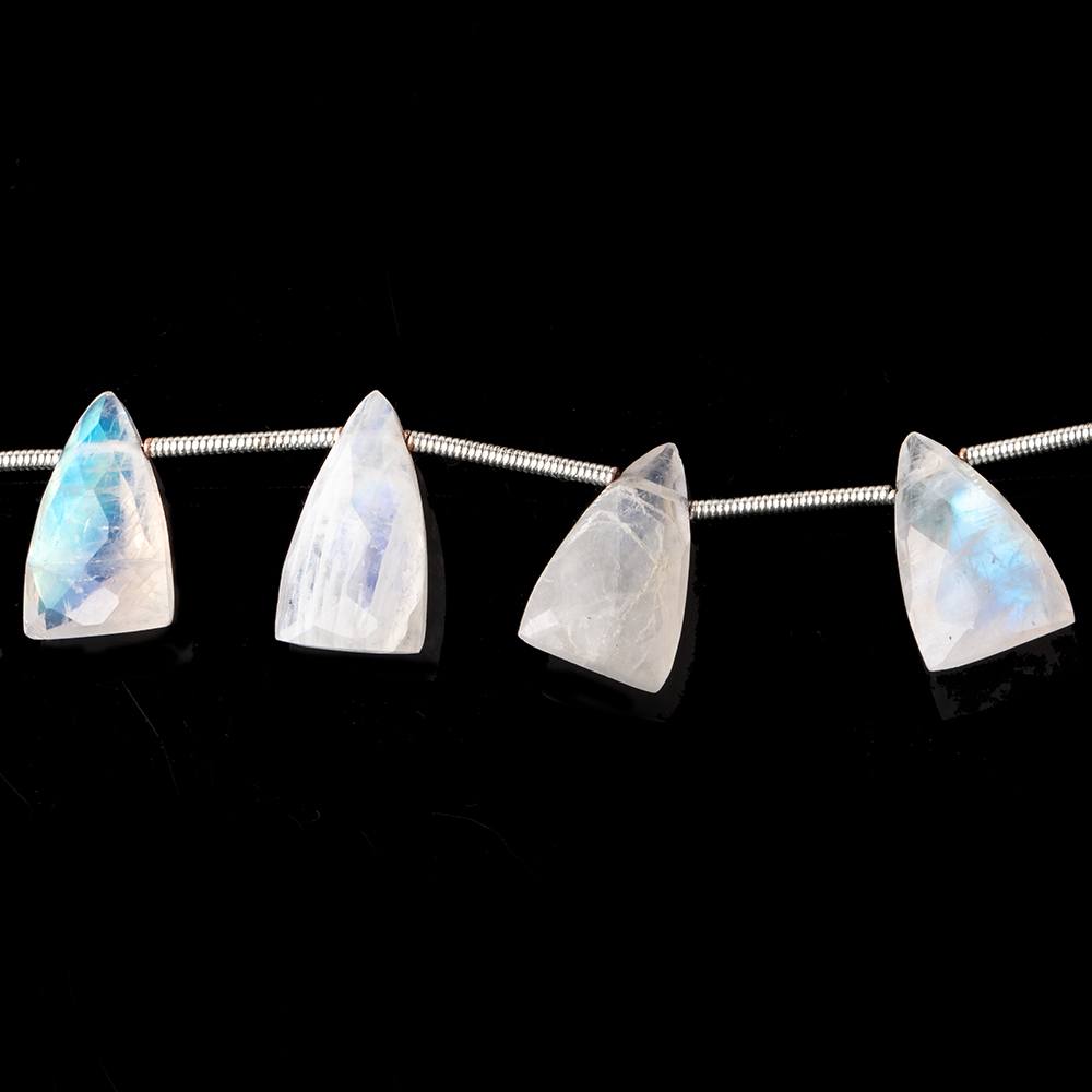 14.5x9mm Rainbow Moonstone faceted triangle points 6 inch 10 beads A - BeadsofCambay.com