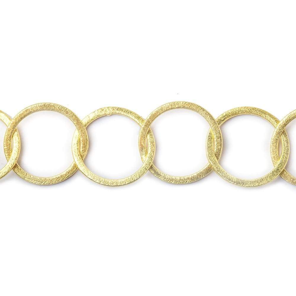 20mm 14kt Gold plated Brushed Round Link Chain by the foot - Beadsofcambay.com