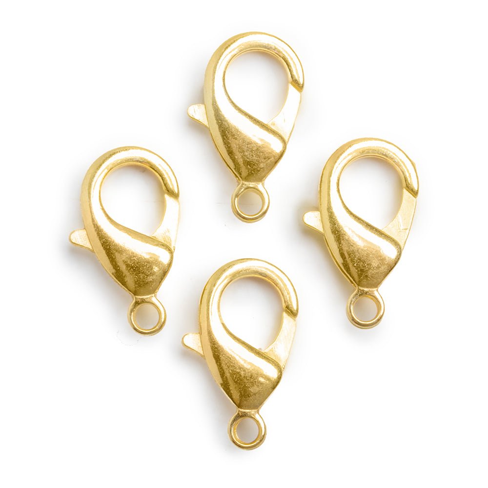 20mm 22kt Gold plated Lobster Clasp Set of 4 - Beadsofcambay.com