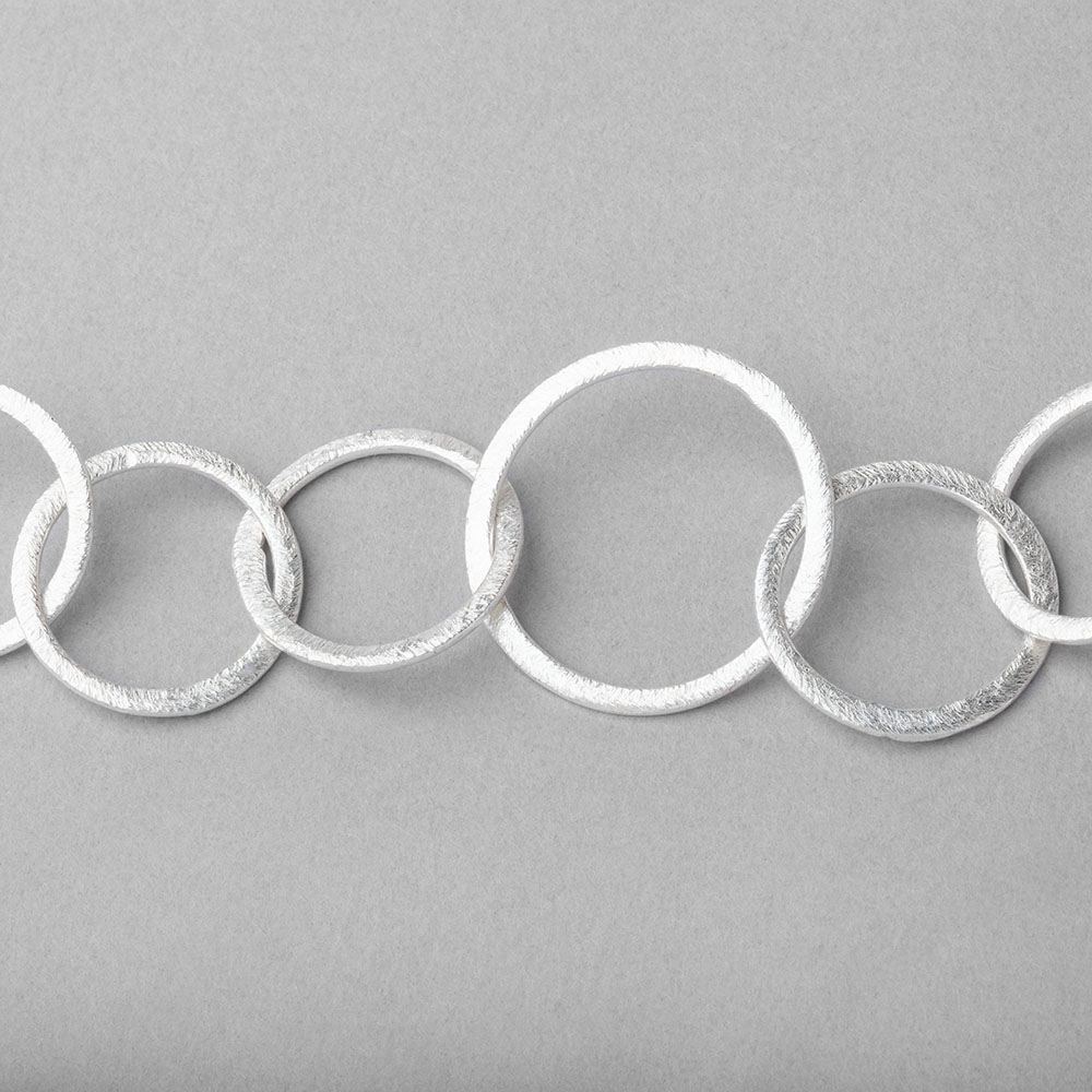 20mm and 26mm Silver plated Brushed Round Link Chain by the foot - Beadsofcambay.com