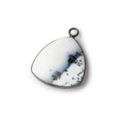 20mm Black Gold Bezel Dendritic Opal Plain Triangle Pendant 1 piece - Beadsofcambay.com