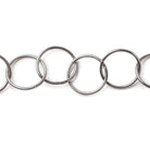 20mm Black Gold plated Plain Round Link Chain by the foot - Beadsofcambay.com