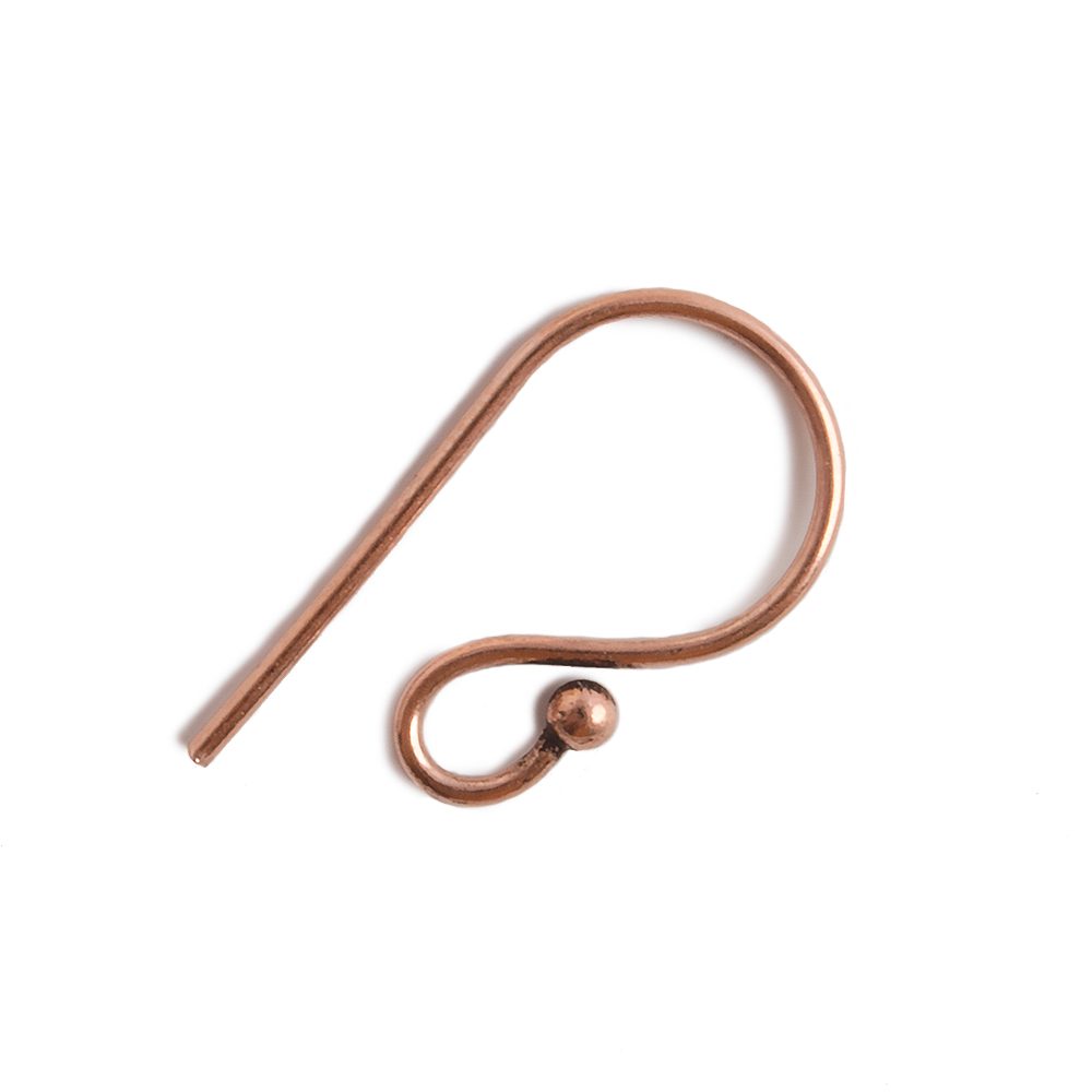 20mm Copper Fishhook Earwire with Ball, 50 pieces - Beadsofcambay.com