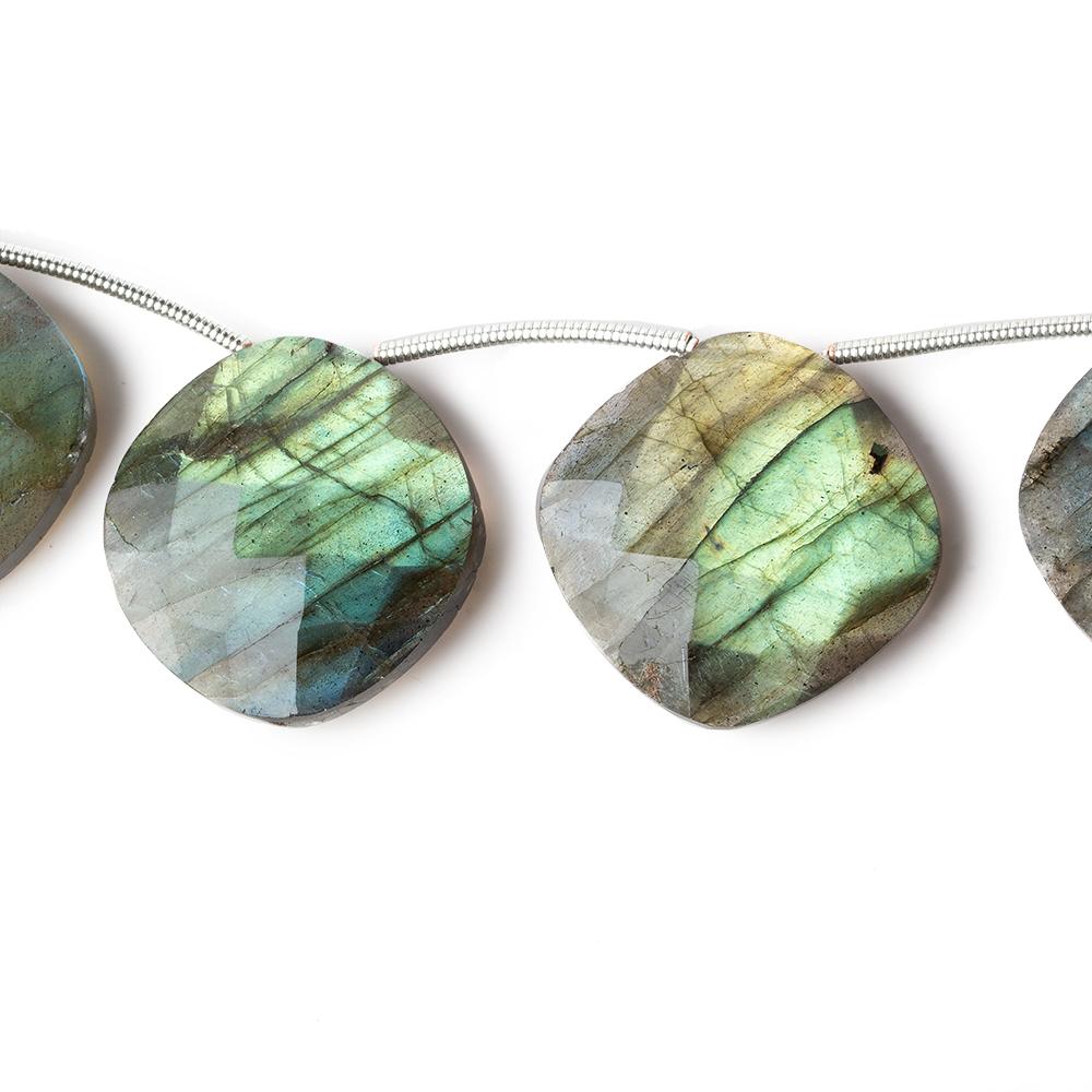 20mm Labradorite top drilled faceted pillow beads 7.5 inch 8 pieces - Beadsofcambay.com