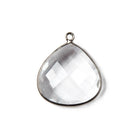 20mm Oxidized Silver Bezeled Crystal Quartz faceted heart Pendant 1 piece - Beadsofcambay.com