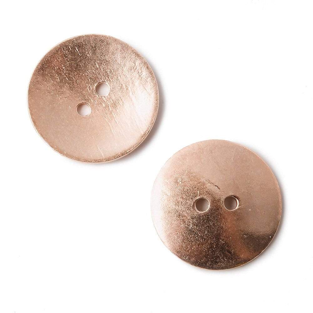 20mm Rose Gold Disc Button Brushed 6 pcs - Beadsofcambay.com