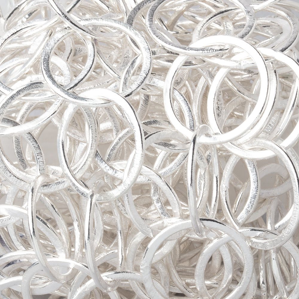 20mm Silver plated Brushed Round Link Chain by the foot - Beadsofcambay.com